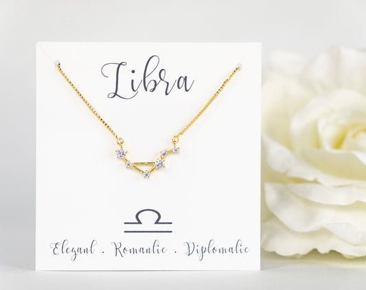 Zodiac Libra Necklace | Dainty Zodiac Necklace | Constellation Zodiac Jewelry | Horoscope Jewelry | Celestial Jewelry | Astrology Jewelry