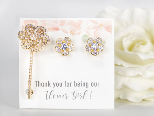 Flower Girl Proposal Gift | Flower Girl Thank you Gift | Flower Girl Hairclip | Flower Girl Earrings | Flower Girl Jewelry | Flower Barrette