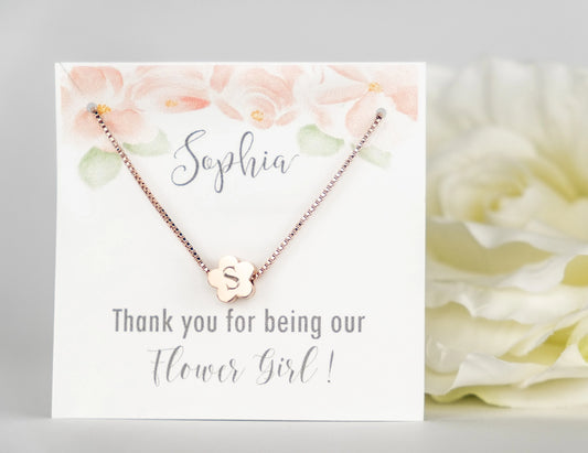 Flower Girl Necklace | Personalized Initial Flower Necklace | Little Girls Jewelry | Flower Girl Proposal Gift | Flower Girl Jewelry | Gift